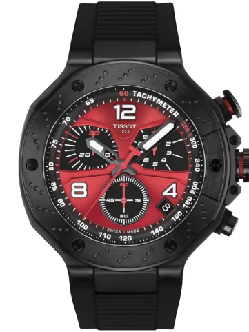 Tissot T141.417.37.422.00 T-Race MotoGP 2026 - Мъжки ръчен часовник с кварцов механизъм - корпус Стомана - Силиконова каишка - Червен Черен