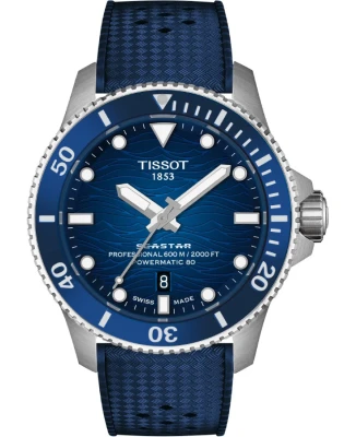 Tissot T120.907.17.041.00 Seastar 2000 - Мъжки ръчен часовник с автоматичен механизъм - корпус от Стомана - Каучук - цвят Син Черен
