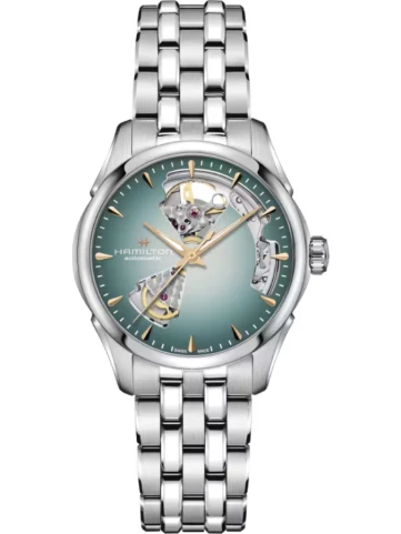 Hamilton H32215143 Jazzmaster - Дамски ръчен часовник с автоматичен механизъм - корпус от Стомана - Стоманена верижка - цвят Зелен