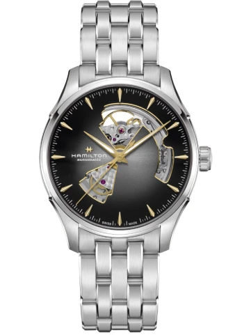 Hamilton H32675181 Jazzmaster 40 mm - Мъжки ръчен часовник с автоматичен механизъм - корпус от Стомана - Стоманена верижка - цвят Черен