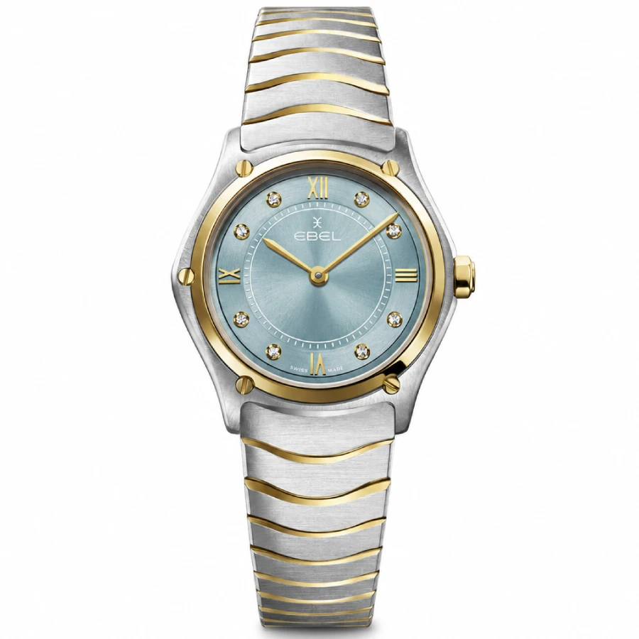 Ebel 1216731 Sport Classic - Дамски ръчен часовник с кварцов механизъм - корпус Стомана - Стоманена верижка - Син Сив