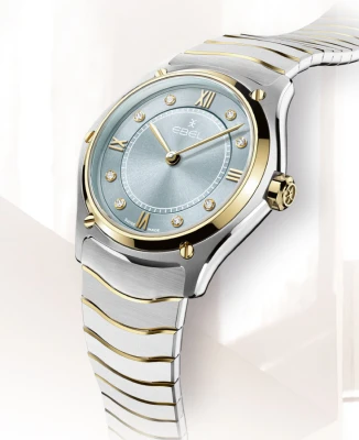 Ebel 1216731 Sport Classic - Дамски ръчен часовник с кварцов механизъм - корпус Стомана - Стоманена верижка - Син Сив