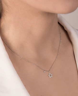 Дамски колие от 18K Злато Бяло - с форма Звезда - Диаманти