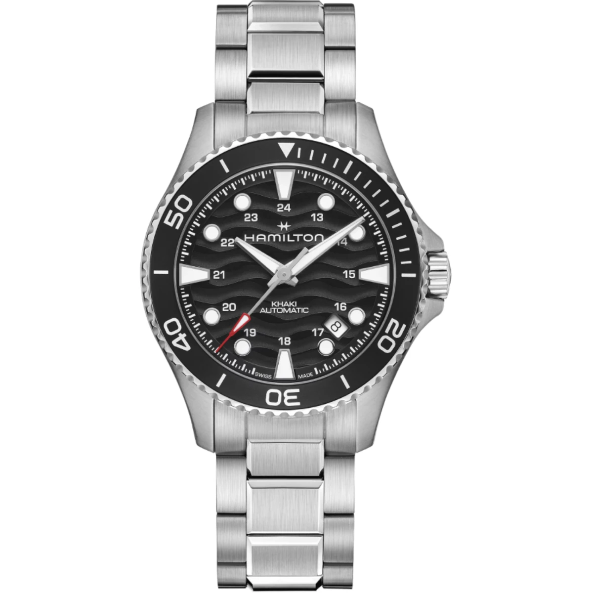 Hamilton H82415130 Khaki Navy Scuba Auto 40 mm - Мъжки ръчен часовник с автоматичен механизъм - корпус от Стомана - Стомана - цвят Черен