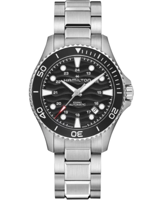 Hamilton H82415130 Khaki Navy Scuba Auto 40 mm - Мъжки ръчен часовник с автоматичен механизъм - корпус от Стомана - Стомана - цвят Черен