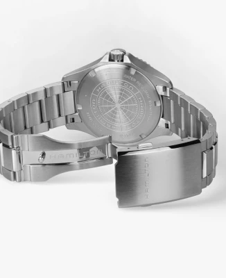 Hamilton H82415130 Khaki Navy Scuba Auto 40 mm - Мъжки ръчен часовник с автоматичен механизъм - корпус от Стомана - Стомана - цвят Черен