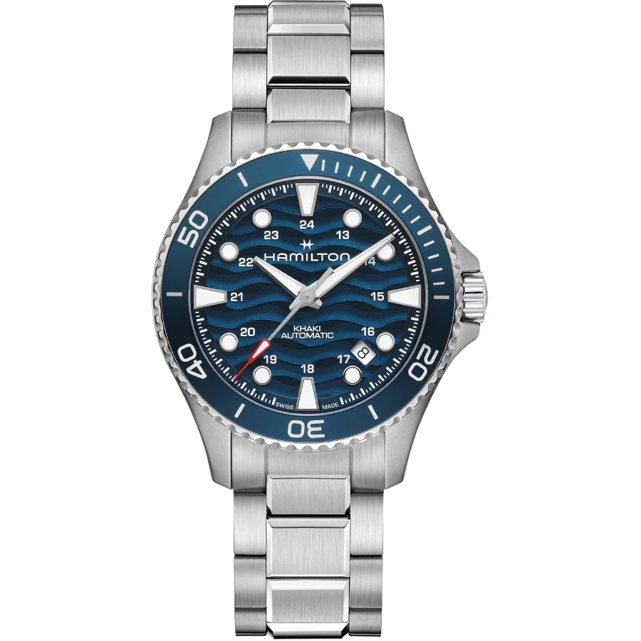 Hamilton H82425140 Khaki Navy Scuba Auto 40 mm - Мъжки ръчен часовник с автоматичен механизъм - корпус от Стомана - Стомана - цвят Син