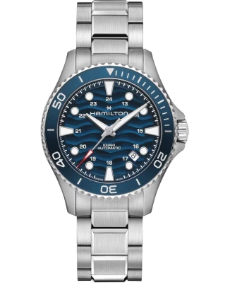 Hamilton H82425140 Khaki Navy Scuba Auto 40 mm - Мъжки ръчен часовник с автоматичен механизъм - корпус от Стомана - Стомана - цвят Син