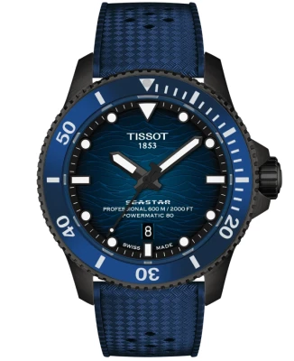Tissot T120.907.37.041.00 Seastar 2000 - Мъжки ръчен часовник с автоматичен механизъм - корпус от Стомана - Каучук - цвят Син