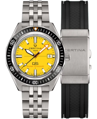 Certina C050.607.44.361.02 DS SUPER PH2000M - Мъжки ръчен часовник с автоматичен механизъм - корпус от Титан - Титаниева верижка - цвят Жълт
