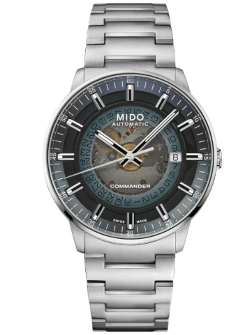 MIDO M021.407.11.411.01 Commander - Мъжки ръчен часовник с автоматичен механизъм - корпус Стомана - Стомана - Син