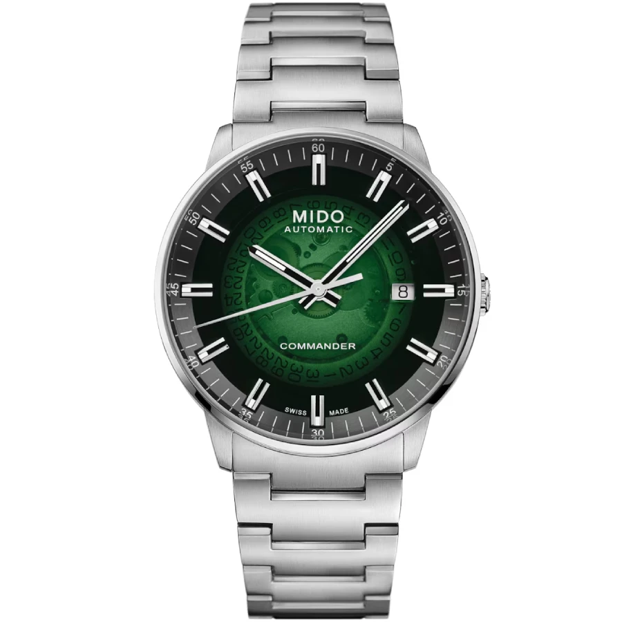 MIDO M021.407.11.411.03 Commander - Мъжки ръчен часовник с автоматичен механизъм - корпус Стомана - Стомана - Зелен
