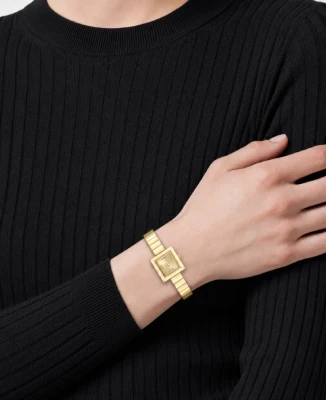Versace VEY900526 V-Square Petite - Дамски ръчен часовник с кварцов механизъм - корпус Стомана - Стомана - Злато