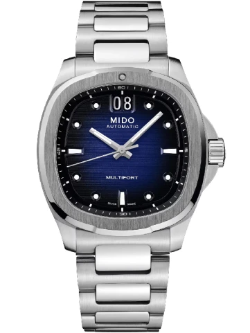 MIDO M049.526.11.041.00 Multifort TV Big Date - Мъжки ръчен часовник с автоматичен механизъм - корпус Стомана - Стомана - Син