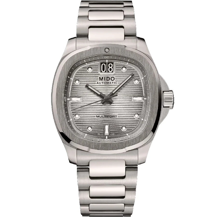 MIDO M049.526.44.081.00 Multifort TV Big Date Titanium - Мъжки ръчен часовник с автоматичен механизъм - корпус от Титан - Титаниева верижка - цвят Сив