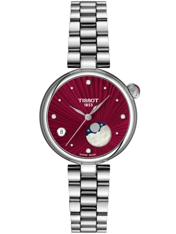 Tissot T152.223.11.426.00 Desir - Дамски ръчен часовник с кварцов механизъм - корпус от Стомана - Стоманена верижка - цвят Червен