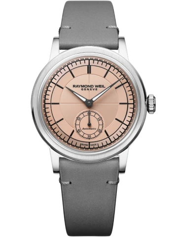 Raymond Weil 2130-STC-80001 Millesime - Унисекс ръчен часовник с автоматичен механизъм - корпус Стомана - Естествена кожа - Розов