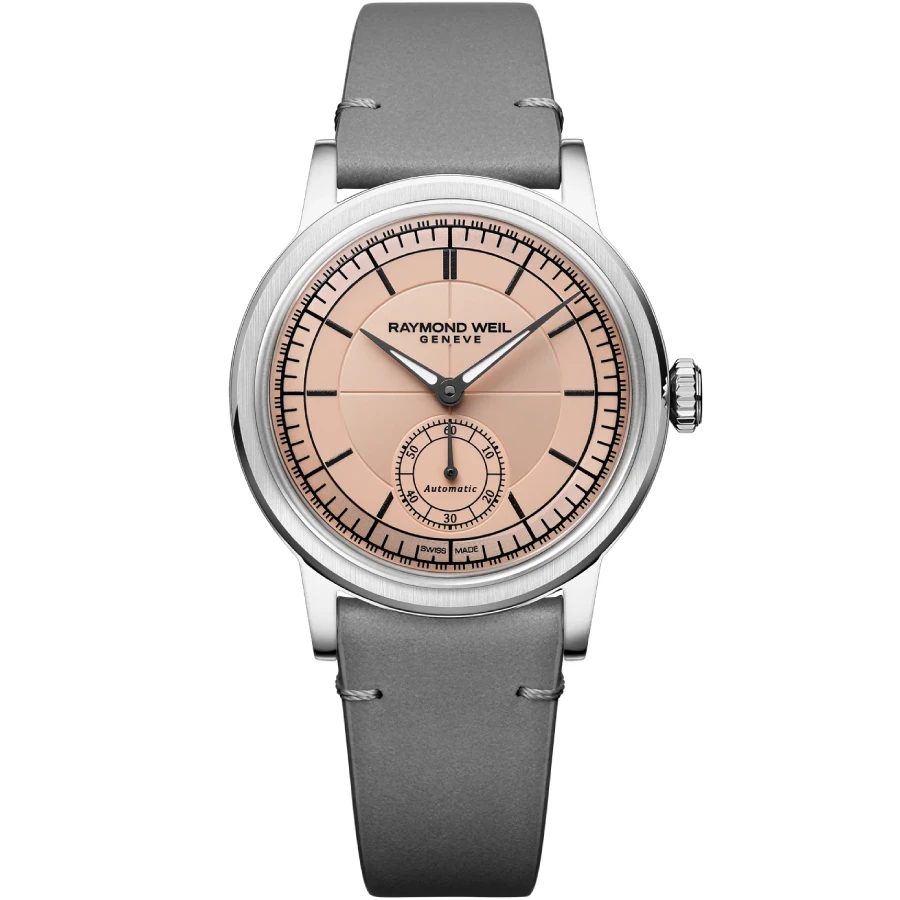 Raymond Weil 2130-STC-80001 Millesime - Унисекс ръчен часовник с автоматичен механизъм - корпус Стомана - Естествена кожа - Розов