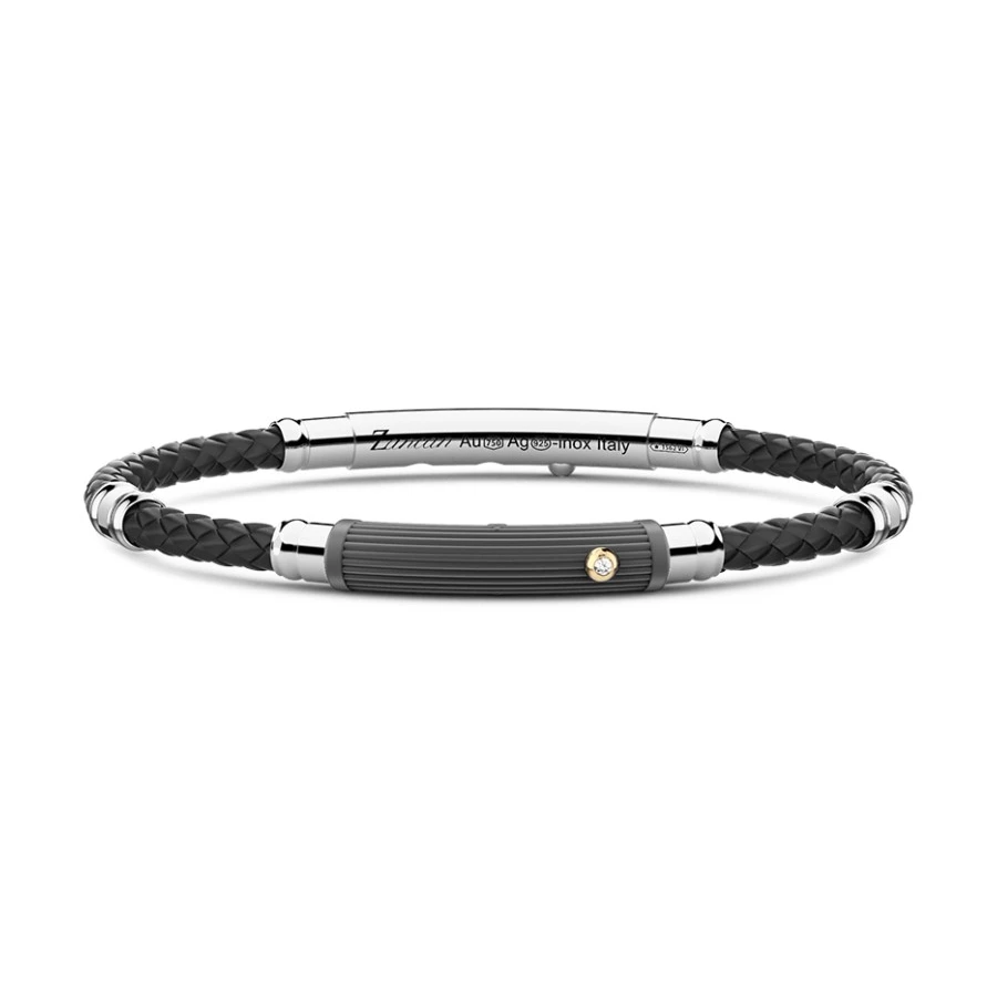 Мъжки гривна Zancan ETB142G Eternity от Titanium Силикон - Диаманти - 18K жълто злато 0,08 гр., Сребро 1,20гр., Стомана