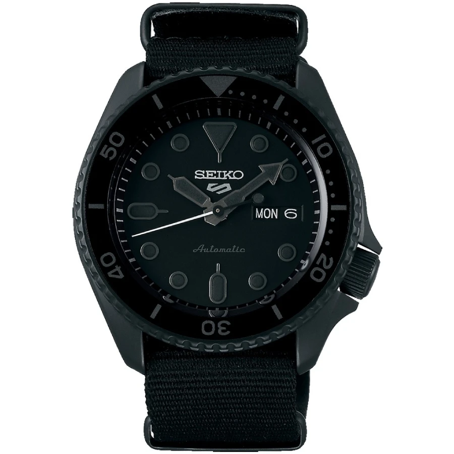 SEIKO SRPD79K1 Seiko 5 - Мъжки ръчен часовник с автоматичен механизъм - корпус Стомана - Текстил - Черен