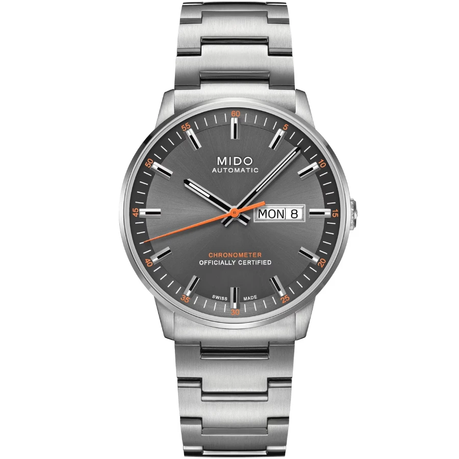 MIDO M021.431.11.061.01 Commander - Мъжки ръчен часовник с автоматичен механизъм - корпус Стомана - Стомана - Сив