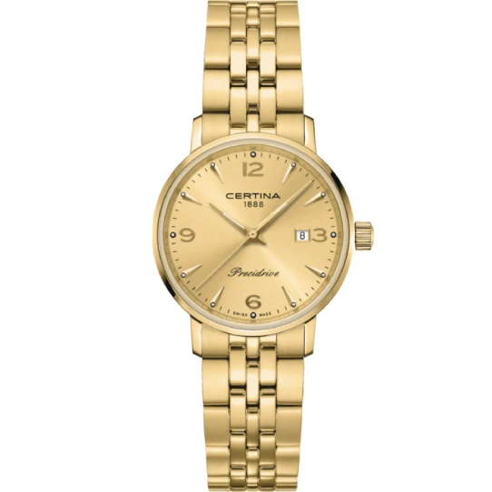 Дамски ръчен часовник с кварцов механизъм - корпус от Стомана - Златна верижка - цвят Злато