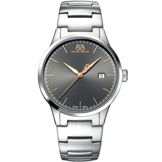 Мъжки ръчен часовник с кварцов механизъм - корпус от Стомана - Стоманена верижка - цвят Черен Сив