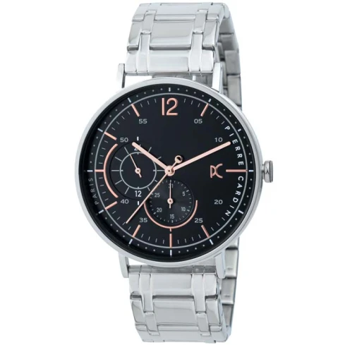 Мъжки ръчен часовник с кварцов механизъм - корпус от Стомана - Стоманена верижка - цвят Черен Сив