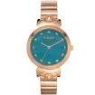 Дамски ръчен часовник с кварцов механизъм - корпус от Стомана - Стоманена верижка - цвят Тюркоаз Розово Злато