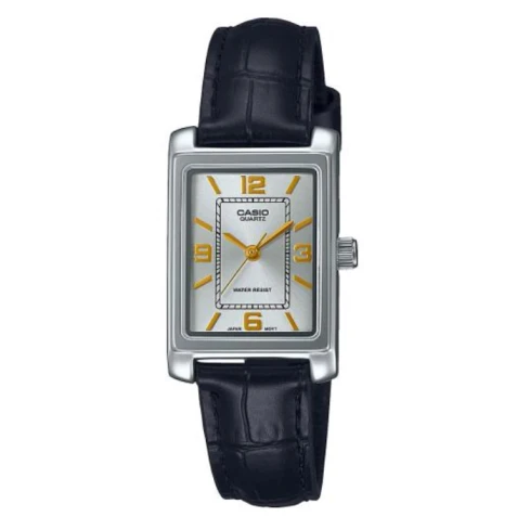 Дамски ръчен часовник с кварцов механизъм - корпус от Месинг - Естествена кожа - цвят Сив