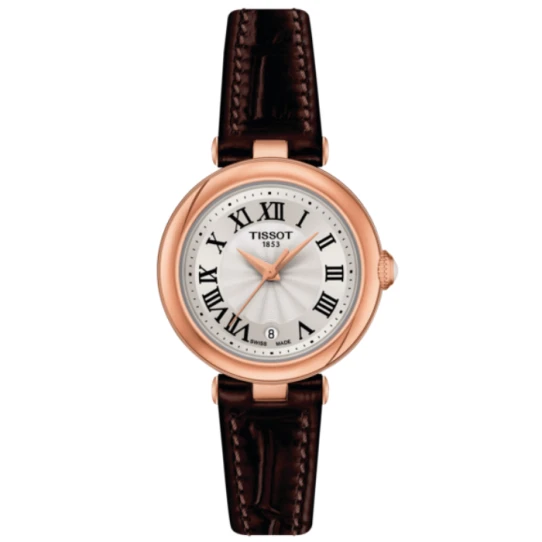 Дамски ръчен часовник с кварцов механизъм - корпус от Стомана - Естествена кожа - цвят Сребрист Кафяв