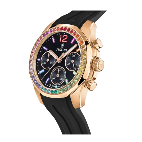 Дамски ръчен часовник с кварцов механизъм - корпус от Стомана - Силиконова каишка - цвят Черен Черен