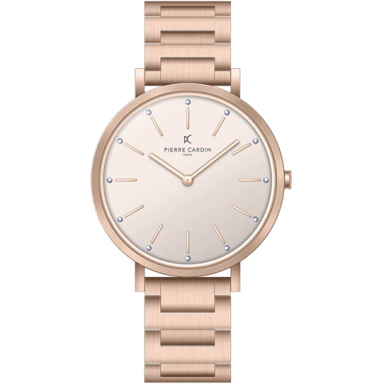 Дамски ръчен часовник с кварцов механизъм - корпус от Стомана - Стоманена верижка - цвят Розов Розово Злато