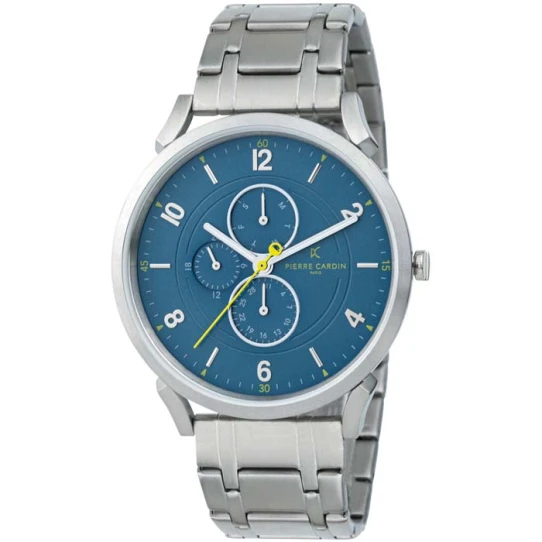 Мъжки ръчен часовник с кварцов механизъм - корпус от Стомана - Стоманена верижка - цвят Син Сив