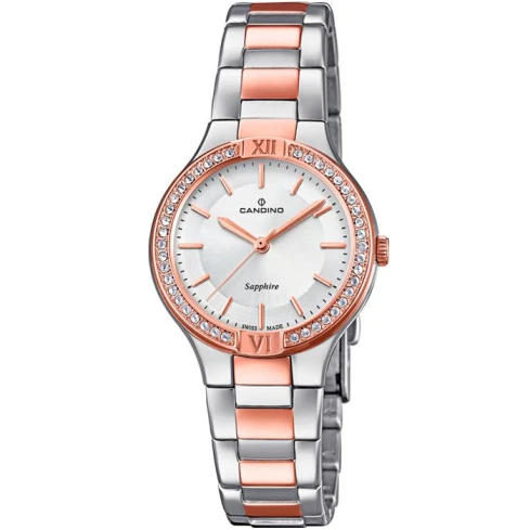 Дамски ръчен часовник с кварцов механизъм - корпус от Стомана - Стоманена верижка - цвят Сребрист Розово Злато