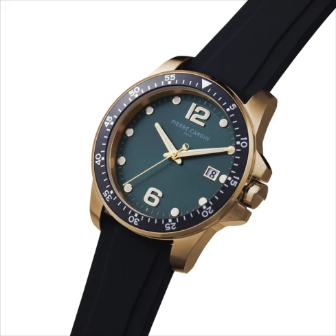 Мъжки ръчен часовник с кварцов механизъм - корпус от Стомана - Стоманена верижка - цвят Зелен