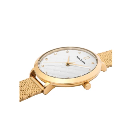 Дамски ръчен часовник с кварцов механизъм - корпус от Стомана - Меш - цвят Бял Злато