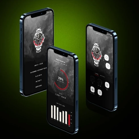 Мъжки ръчен часовник с смарт хибриден механизъм - корпус от Стомана - Стоманена верижка - цвят Син Сив