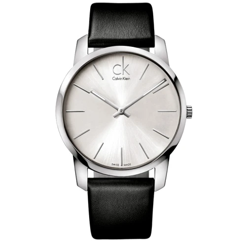 Мъжки ръчен часовник с кварцов механизъм - корпус от Стомана - Естествена кожа - цвят Сребрист Черен