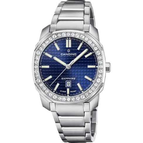 Дамски ръчен часовник с кварцов механизъм - корпус от Стомана - Стоманена верижка - цвят Син