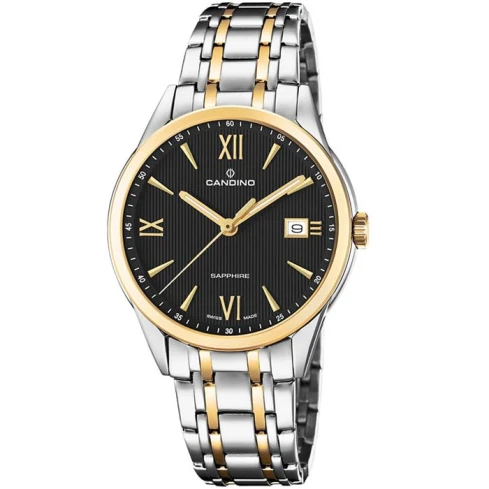 Мъжки ръчен часовник с кварцов механизъм - корпус от Стомана - Стоманена верижка - цвят Черен Злато