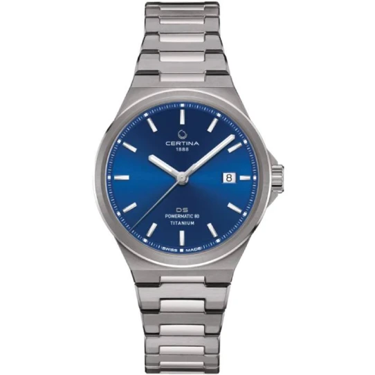 Унисекс ръчен часовник с автоматичен механизъм - корпус от Титан - Титаниева верижка - цвят Син