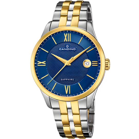 Мъжки ръчен часовник с кварцов механизъм - корпус от Стомана - Стоманена верижка - цвят Син