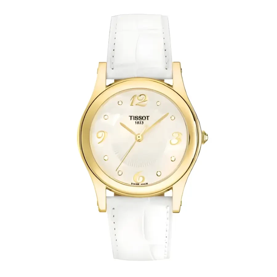 Tissot T71.3.139.76 - Дамски ръчен часовник с кварцов механизъм - корпус Жълто злато 18К - Естествена кожа - Сребрист Кафяв