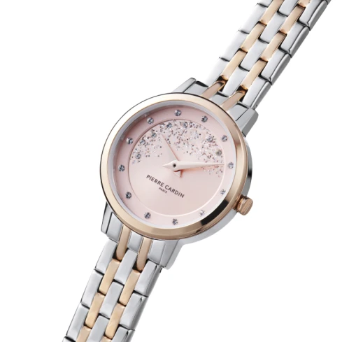 Дамски ръчен часовник с кварцов механизъм - корпус от Стомана - Стоманена верижка - цвят Розов Розово Злато