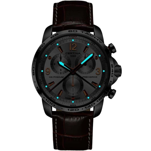 Мъжки ръчен часовник с кварцов механизъм - корпус от Стомана - Естествена кожа - цвят Черен Кафяв