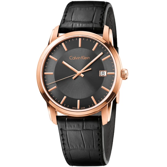 Мъжки ръчен часовник с кварцов механизъм - корпус от Стомана - Естествена кожа - цвят Черен Черен