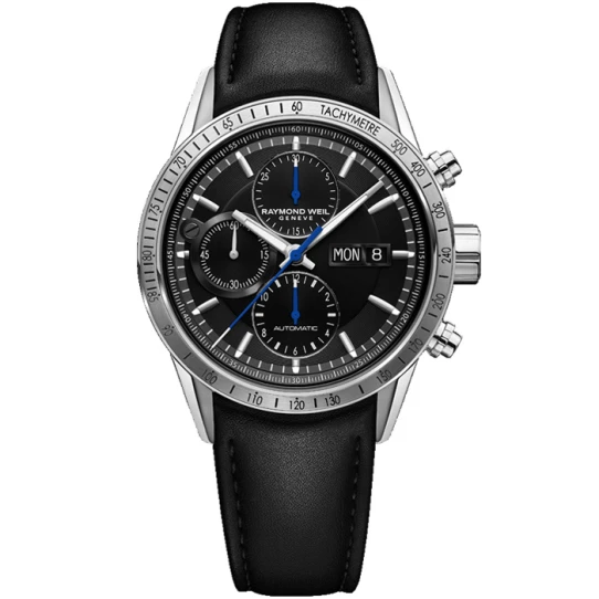 Мъжки ръчен часовник с автоматичен механизъм - корпус от Стомана - Естествена кожа - цвят Черен Черен