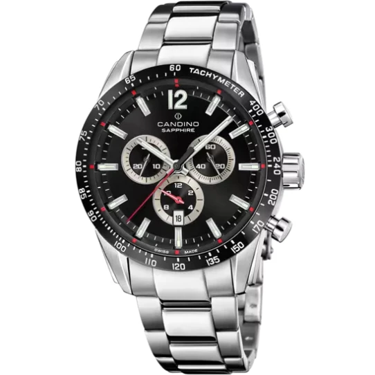 Мъжки ръчен часовник с кварцов механизъм - корпус от Стомана - Стоманена верижка - цвят Черен