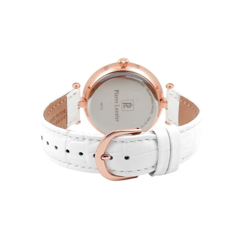 Дамски ръчен часовник с кварцов механизъм - корпус от Стомана - Естествена кожа - цвят Седеф Бял